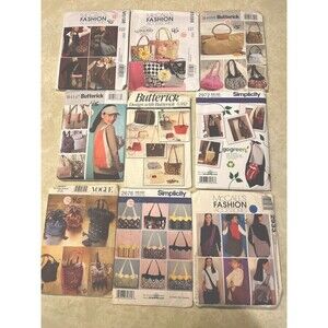Vtg Handbag Purse Tote Sewing Patterns Lot of 9 Complete